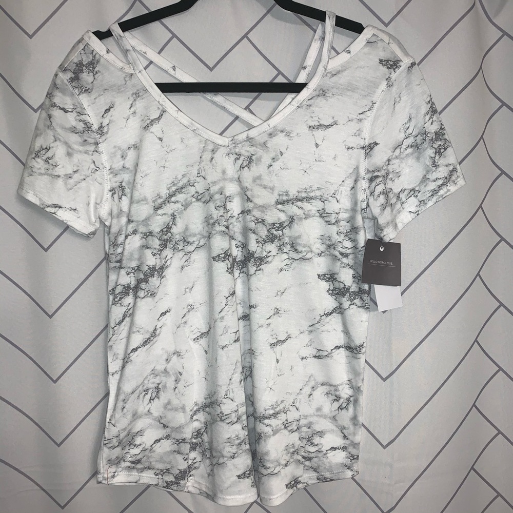 NWT Marbled Tee with cross back